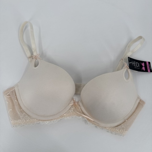 Heidi Klum BOOST Keyhole Bra 36B Ivory Lace Bow New With Tags‎ - Picture 1 of 9